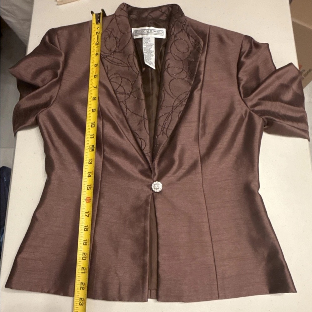 Jessica Howard 2 Piece Formal Suit Set Size 6 Brown Embroidered NWT - Picture 13 of 14